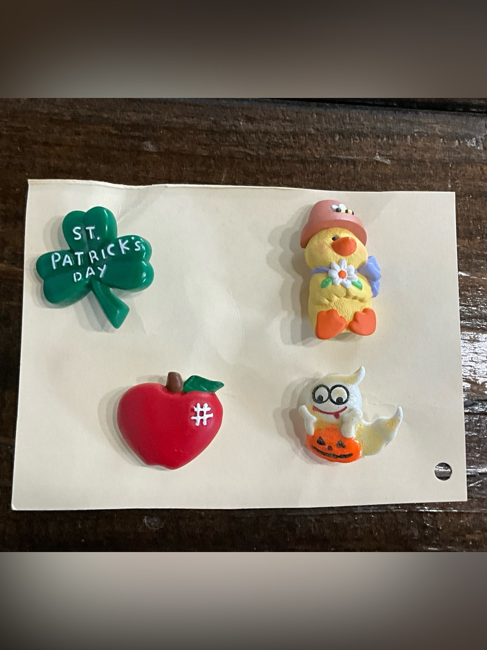 Vintage Lot of 4 Different Holiday Pins Halloween Easter St. Patrick’s Day